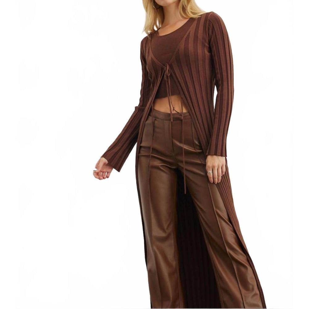 NEW SOVERE radiant combo maxi cardi in carob